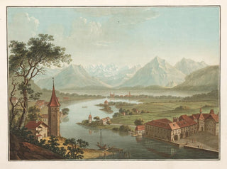 Friedrich Rosenberg - Lac et ville de Thun avec la rivire de lAar prise  Vue dOiseau de la Terrasse du Chateau.webp