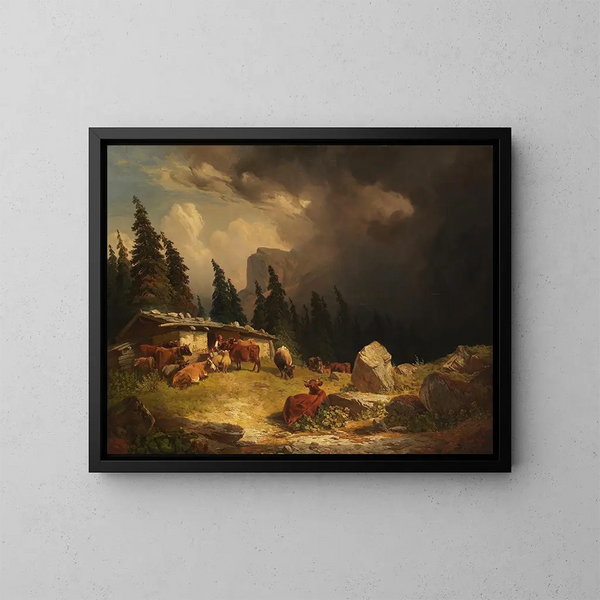 Orage dans les montagnes - Friedrich Voltz — indrammet kunstværk på væggen