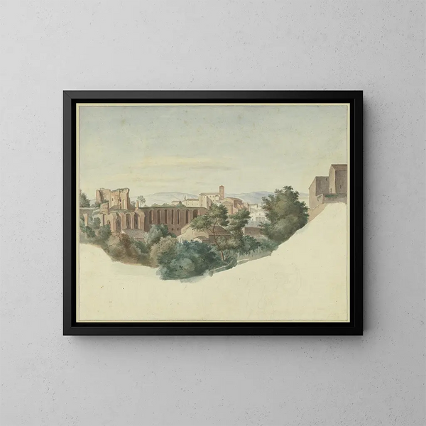 Vue de SS Giovanni e Paolo à Rome - Friedrich von Olivier — indrammet kunstværk på væggen