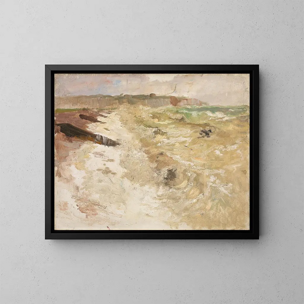 stranden ved Dieppe - Frits Thaulow — indrammet kunstværk på væggen