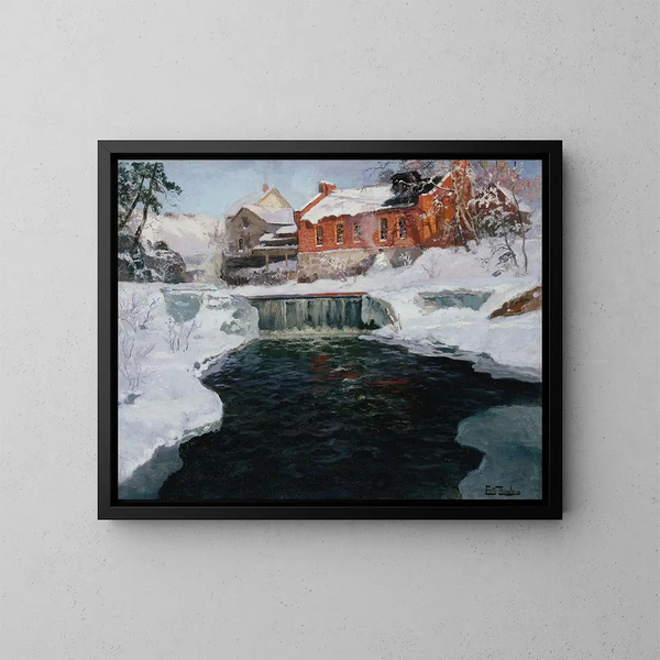 La nouvelle fabrique de Lillehammer - Frits Thaulow — indrammet kunstværk på væggen