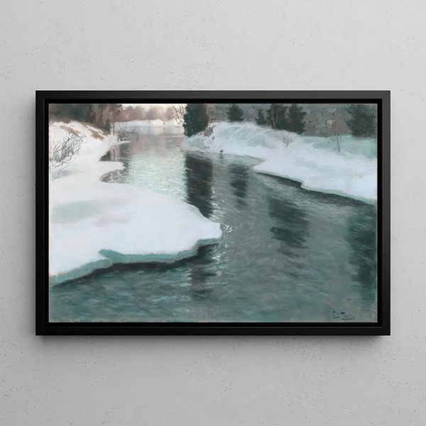 Vinterfrost - Frits Thaulow — indrammet kunstværk på væggen