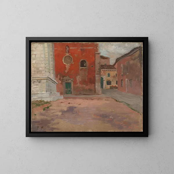 Mur rouge de l'église à Venise - Frits Thaulow — indrammet kunstværk på væggen