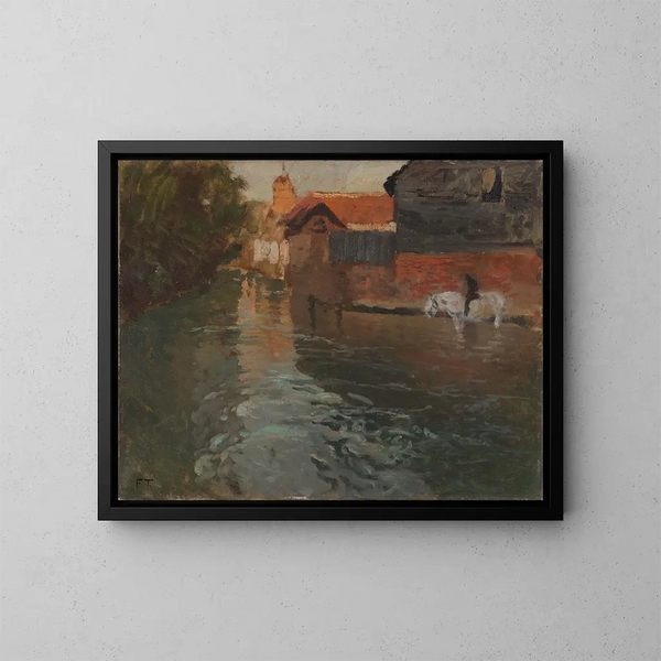 Rivière dans le nord de la France - Frits Thaulow — indrammet kunstværk på væggen