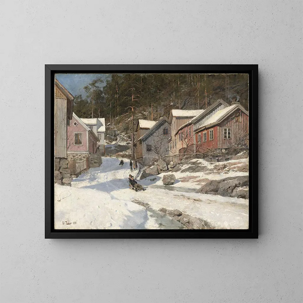 Rue à Krager - Frits Thaulow — indrammet kunstværk på væggen