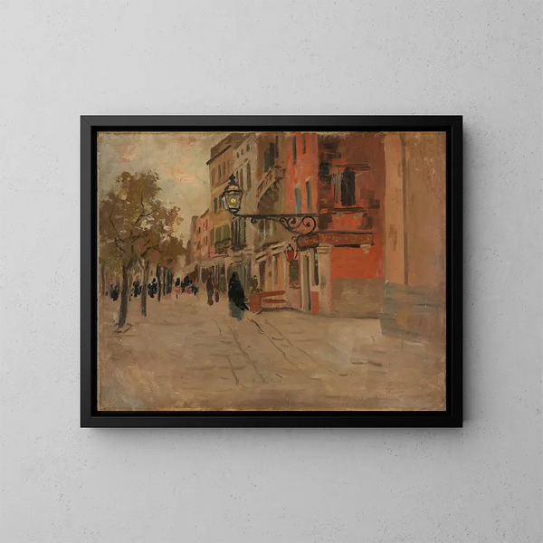 Rue i Venedig - Frits Thaulow — indrammet kunstværk på væggen