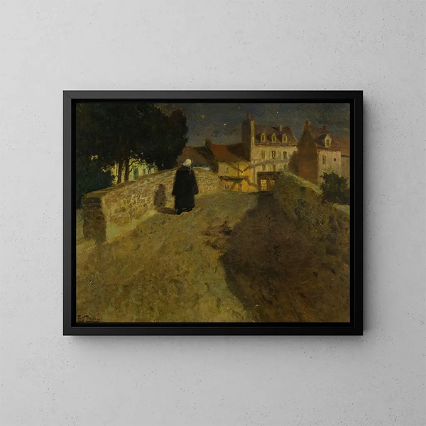 Vers le Pont Lovignon, Pont Fleuri à Quimperlé - Frits Thaulow — indrammet kunstværk på væggen