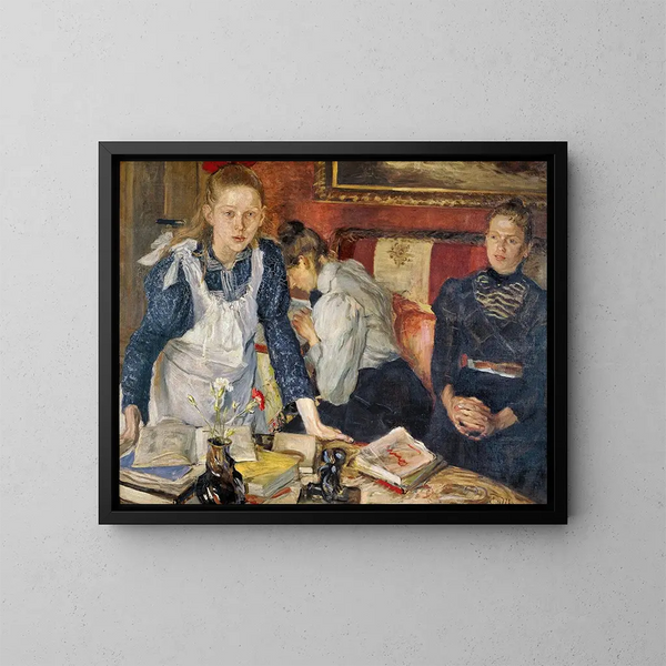 La leçon - Fritz von Uhde — indrammet kunstværk på væggen
