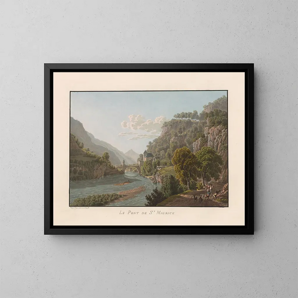 Le Pont de Saint-Maurice - Gabriel Lory le Jeune — indrammet kunstværk på væggen