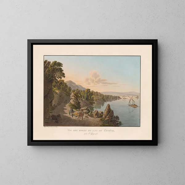 Vue des bords du lac de Genève près de Saint-Gingolph - Gabriel Lory le Jeune — indrammet kunstværk på væggen