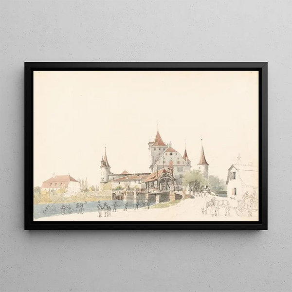 Vue du Château de Nidau - Gabriel Lory le Jeune — indrammet kunstværk på væggen