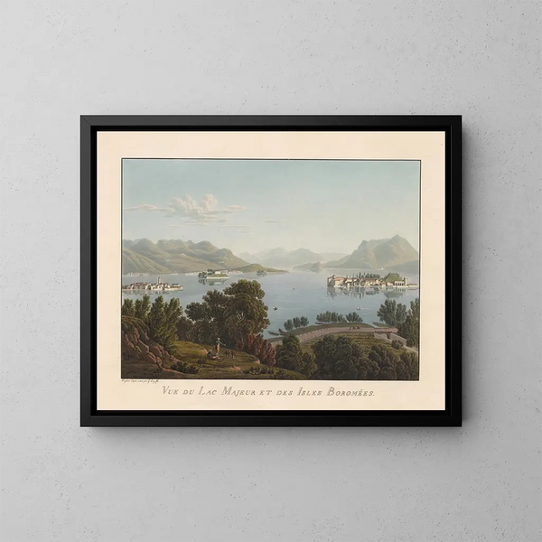 Vue du lac Majeur et des îles Borromées - Gabriel Lory le Jeune — indrammet kunstværk på væggen