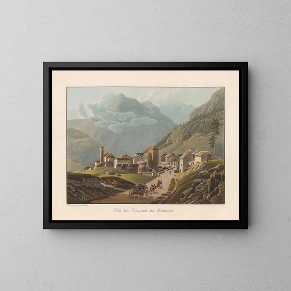 Vue du village de Simplon - Gabriel Lory le Jeune — indrammet kunstværk på væggen
