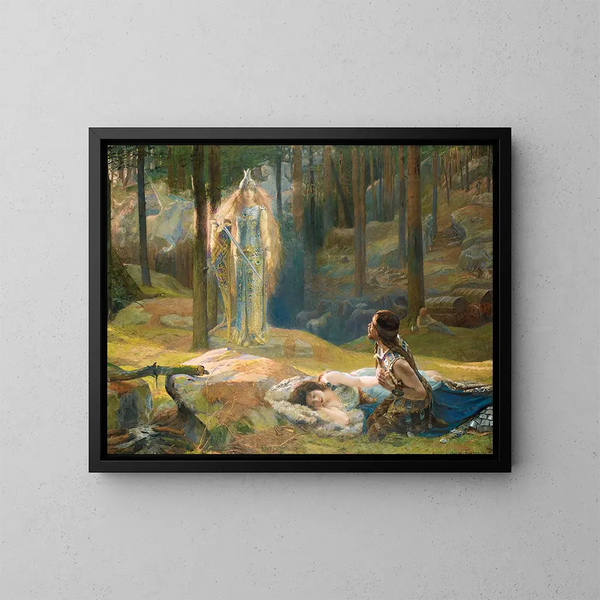 La révélation de Brynhild découvrant Sieglind et Sigmund - Gaston Bussière — indrammet kunstværk på væggen
