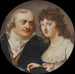 Georg J. Skjoldebrand 1761-1816, oberst, hans søster Maria Elisabeth 1763-1842 - Johann Dominik Bossi — vist i et interiør