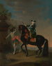 L'impératrice Élisabeth af Rusland 1709-1762 til hest ledsaget af en pages - Georg Christoph Grooth — visning af kunstværket