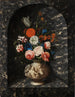 Bouquet de fleurs dans une niche en marbre noir et blanc - Georg Hinz — visning af kunstværket