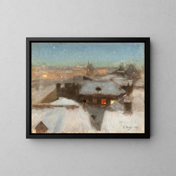 ten vinter i Sder Stockholm - Georg Pauli — indrammet kunstværk på væggen