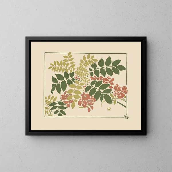 slappet abstrakt design inspireret af blomstrende planter - George Auriol — indrammet kunstværk på væggen