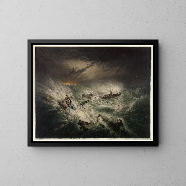 "Le naufrage de la Reliance", 12. november 1842 - George Baxter — indrammet kunstværk på væggen