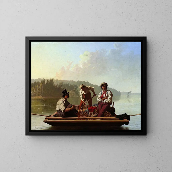 Les bateliers du Missouri - George Caleb Bingham — indrammet kunstværk på væggen