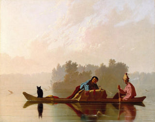 "De pelsjægere, der går ned ad Missouri" - George Caleb Bingham — visning af kunstværket
