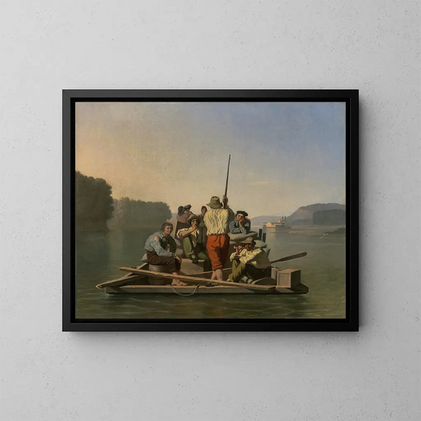 et forlistet dampskib assisteret af en lighter - George Caleb Bingham — indrammet kunstværk på væggen