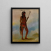 Ah-NJe-Nahge Den, der står på begge sider, en fremtrædende boldspiller - George Catlin — indrammet kunstværk på væggen