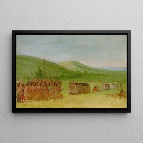 Danse de balle Choctaw - George Catlin — indrammet kunstværk på væggen