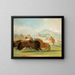 Baptiste og mig løbende ved munden på bøflen i Yellowstone - George Catlin — indrammet kunstværk på væggen