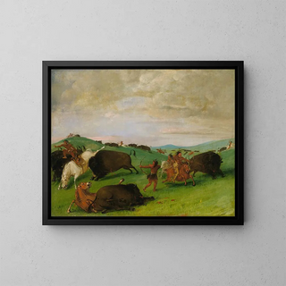 George Catlin - Buffalo Chase Bulls Making Battle With Men And Horses.webp