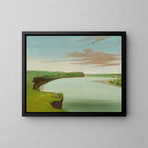 Vue lointaine du village mandan - George Catlin — indrammet kunstværk på væggen