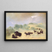 Elan og bison, der lærer hinanden at kende i Texas - George Catlin — indrammet kunstværk på væggen