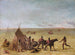 Familieindianer Maleri, bekymret over en græsbrand - George Catlin — visning af kunstværket