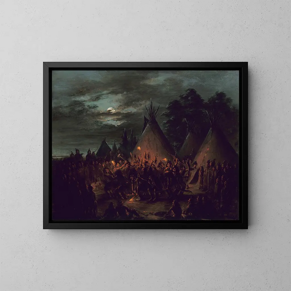 Sioux's hovedbundsdans - George Catlin — indrammet kunstværk på væggen