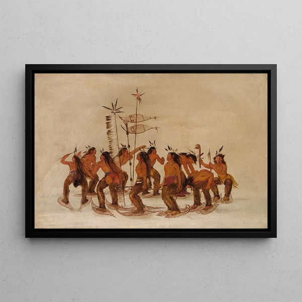 Danse en raquettes à la première neige - George Catlin — indrammet kunstværk på væggen
