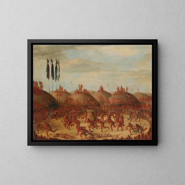 La dernière course, ceremoni Mandan OkeePa - George Catlin — indrammet kunstværk på væggen