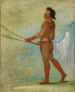 TulLockChshKo drikker stenens saft iført boldspilleruniform - George Catlin — visning af kunstværket