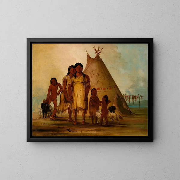 To Comanche Piger - George Catlin — indrammet kunstværk på væggen