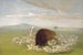 Loups blancs, der angriber en bison tyr - George Catlin — visning af kunstværket