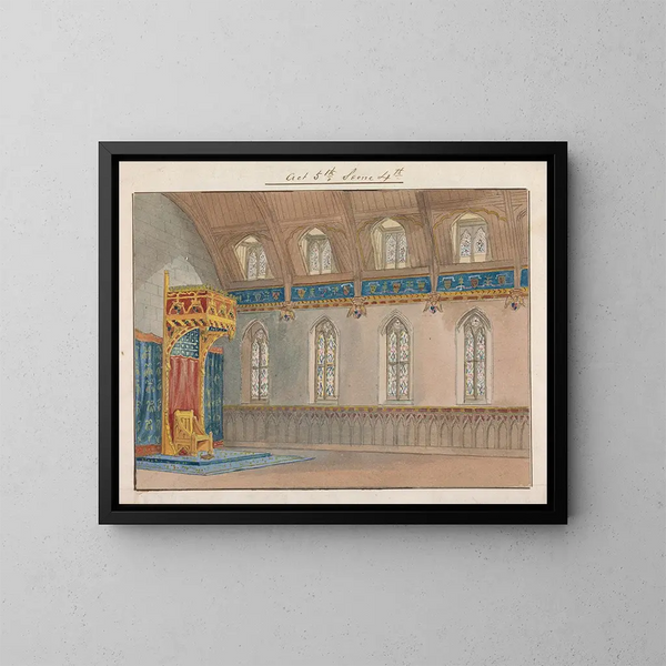 Dekor til gengivelsen af Richard II af Charles Kean på Princess's Theatre den 12. marts 1857, akt 5, scene 4 - George Cressal Ellis — indrammet kunstværk på væggen