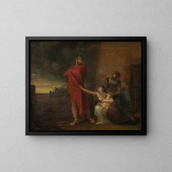 Andromaque, der bønfalder Ulysses om at skåne sin søns liv - George Dawe — indrammet kunstværk på væggen