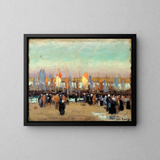 George Elmer Browne - Harbor Scene with Fishing Boats.webp