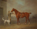 "Le chasseur de marrons" af M. Yarburgh, Robin Hood, båret af en væbner med en hund i et landskab - George Haigh — visning af kunstværket