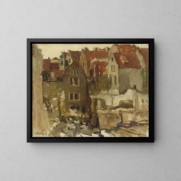 "La démolition du Grand Bazar de la Bourse sur le Nieuwendijk à Amsterdam" af George Hendrik Breitner — indrammet kunstværk på væggen