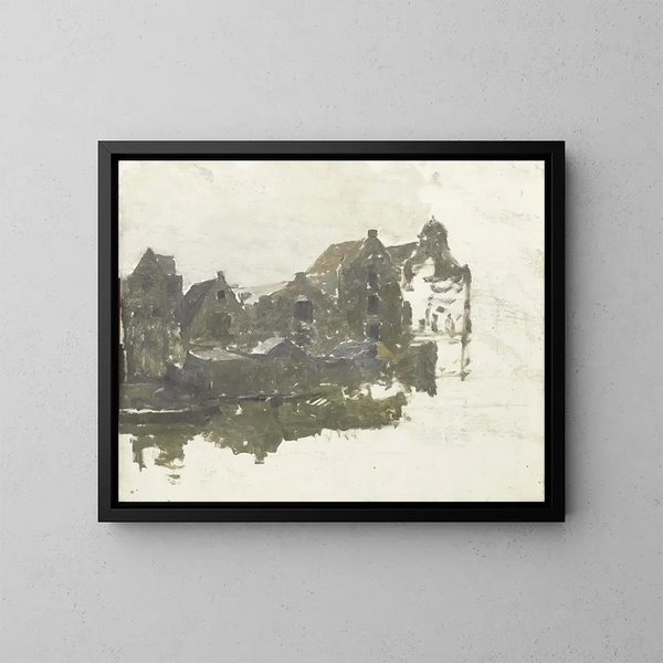 Entrepôts sur les Teertuinen à Prinseneiland, Amsterdam - George Hendrik Breitner — indrammet kunstværk på væggen