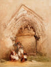 Personnages nær en dør i Corfe Castle, Dorset - George Howse — visning af kunstværket