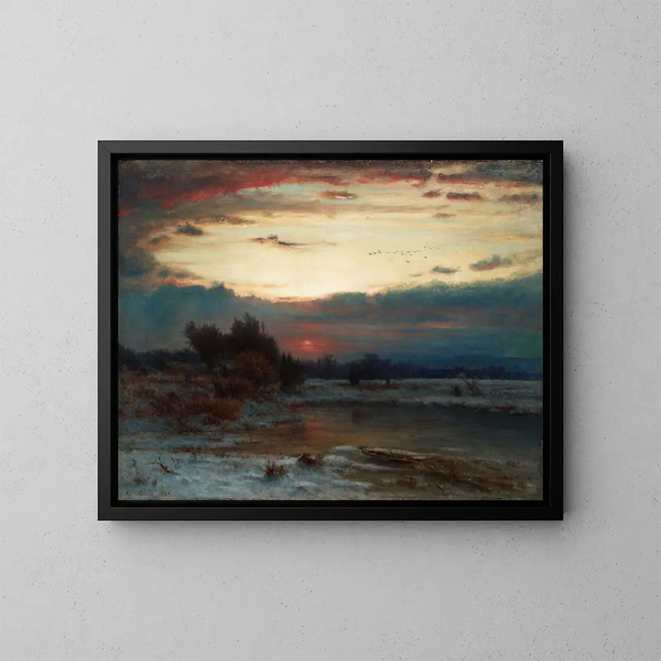 Et vinterhimmel - George Inness — indrammet kunstværk på væggen
