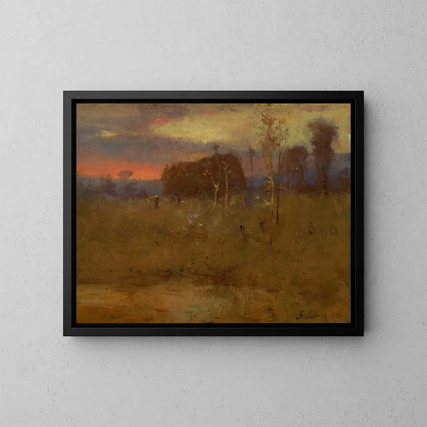 Lueur du soir sur la prairie - George Inness — indrammet kunstværk på væggen