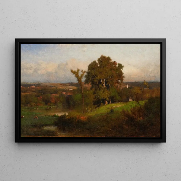 Efterår nær Marshfield - George Inness — indrammet kunstværk på væggen